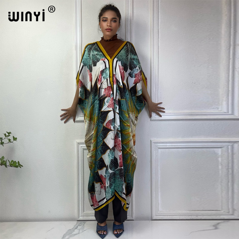 Robe Silk Women - WINYI Musim Panas Afrika V-neck gaun