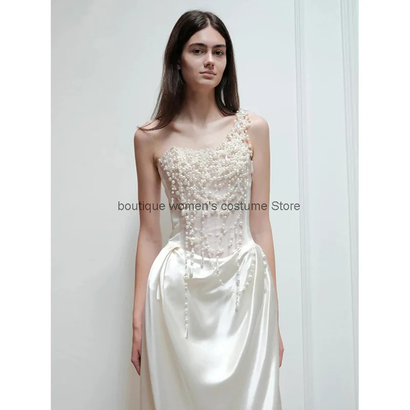 Slip Dress Satin - Gaun Malam Tanpa Tali Prancis Cos