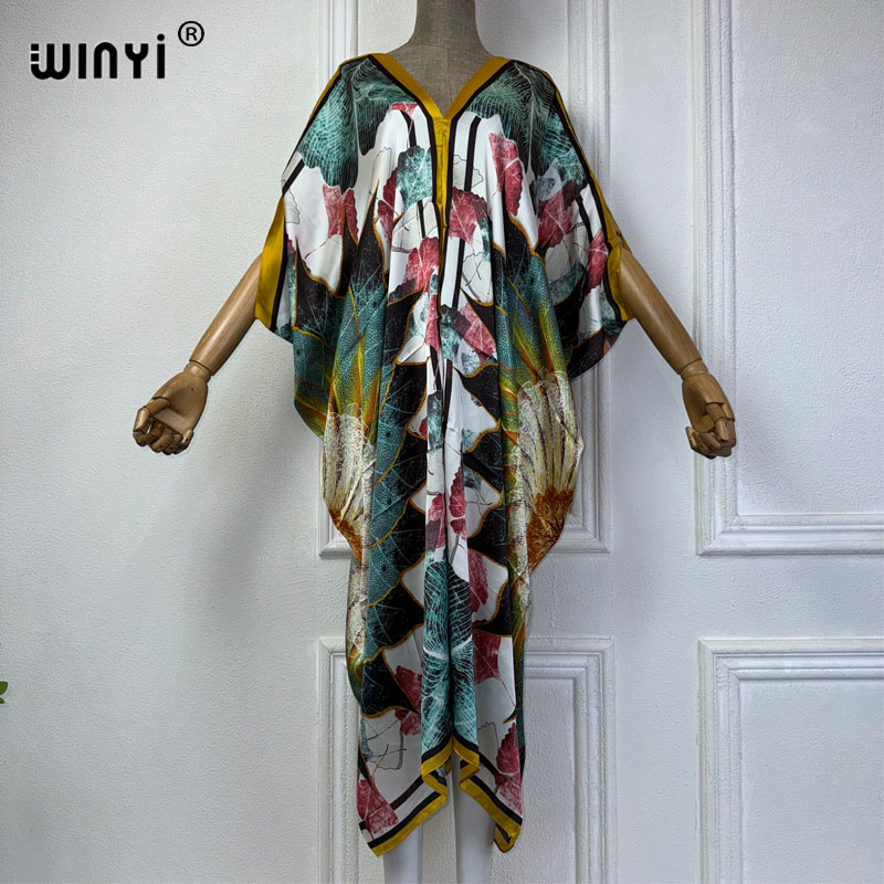 WINYI Musim Panas Afrika V-nec - Robe Silk Women ulasan dan harga