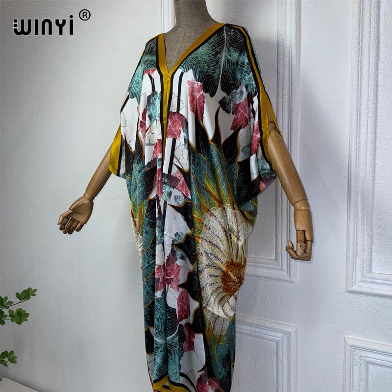 WINYI Musim Panas Afrika V-nec - Robe Silk Women ulasan dan harga