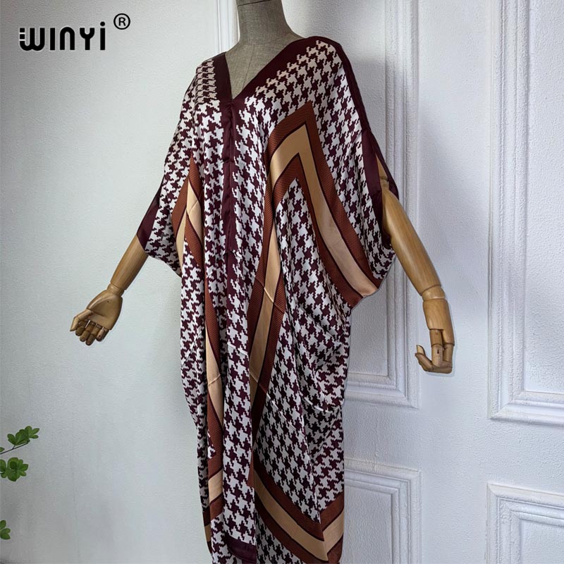 WINYI Musim Panas Afrika V-nec - Robe Silk Women ulasan dan harga